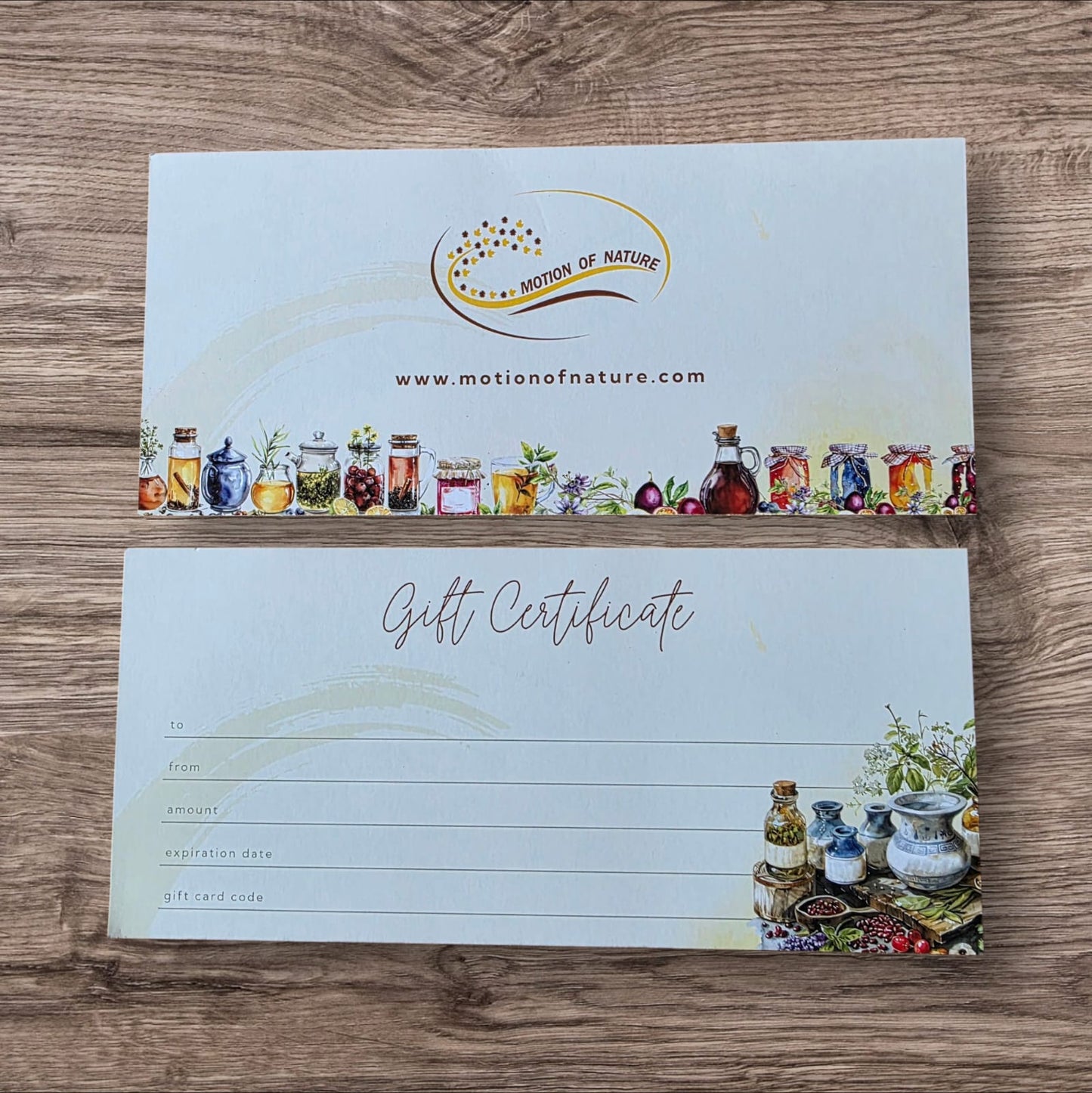Motion of Nature physical gift card