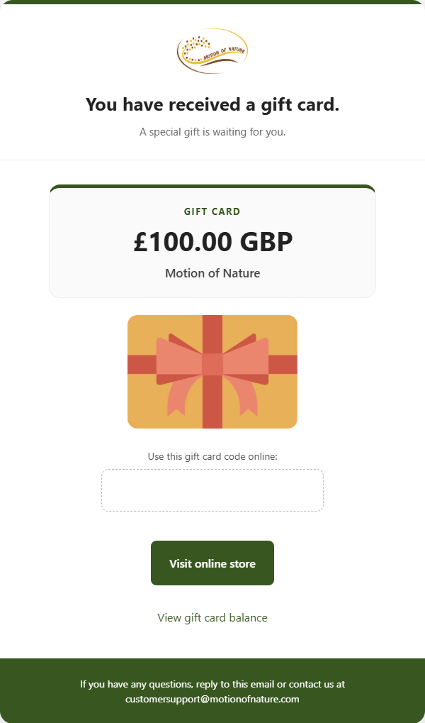 Motion of Nature gift card